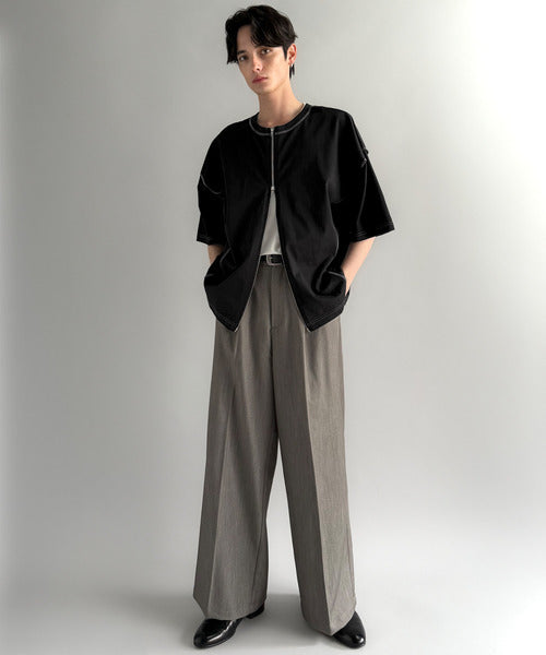 【Classical Origin】「1枚でも羽織でも。」インサイドアウト仕様2wayダブルジップTシャツ／Inside-Out Oversized Double-Zip 2way T-Shirt co1150018