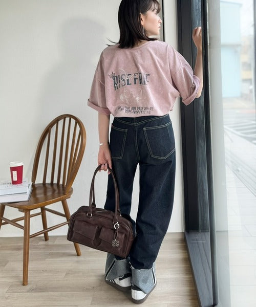 《JaVaジャバコラボ》キャッチーな個性派スタイル。綿100％前後2wayアシッドウォッシュビッグロックTシャツ(半袖） jv1260545