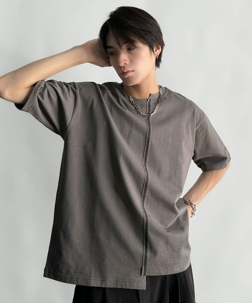 Asymmetric Stitch Design T-Shirt／アシンメトリーデザイン配色ステッチTシャツ co1150013