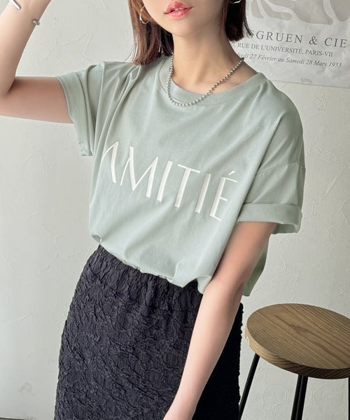 ワンランク上の大人シンプルベーシック。シルケット加工フロッキープリントTシャツ（半袖） ce1020202