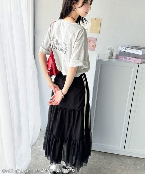【Sanrio characters/サンリオキャラクターズ】人気キャラ大集合！はぴだんぶいバック刺繍ビッグTシャツ(半袖) ce1350004