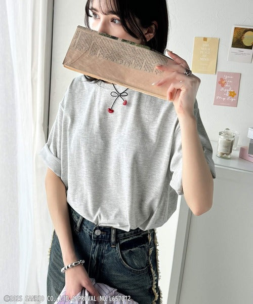 【Sanrio characters/サンリオキャラクターズ】人気キャラ大集合！はぴだんぶいバック刺繍ビッグTシャツ(半袖) ce1350004