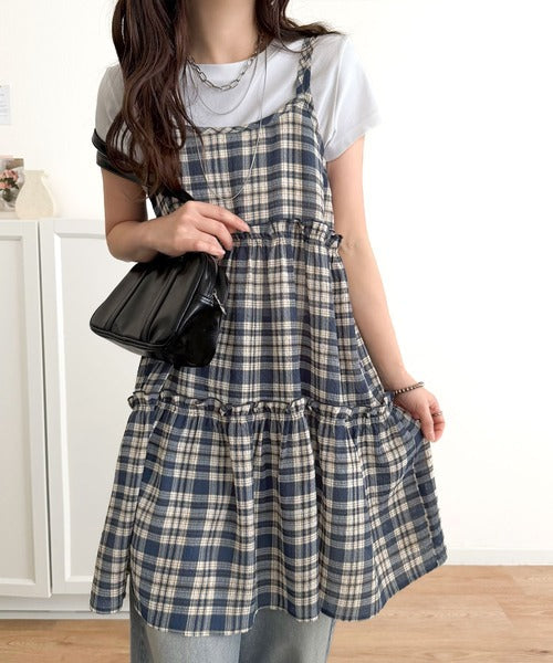【mily bilet】360度どこから見ても大人可愛い!　切替シアーティアードキャミチュニック mi1019119