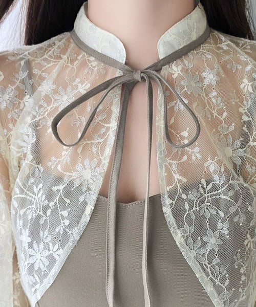 【mily bilet】オケージョンにも対応◎セットアイテムで華やかなレイヤードが完成♪ラメ刺繍ボレロ付きフレアシルエットワンピース mi1139127