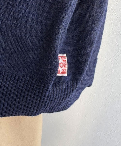抜け感のあるゆったりシルエット。胸刺繍で上品さをプラス♪胸刺繍ルーズポロニットプルオーバー(半袖) ce1240115