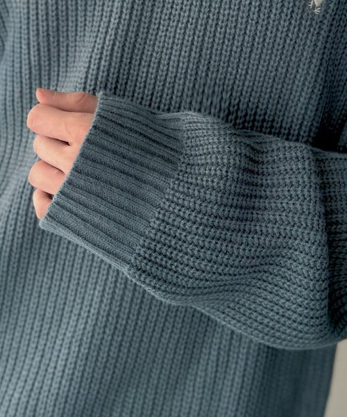 【Classical Origin】「究極スタンダード」畔編みオーバーサイズクルーネックセーター ／Oversized Ribbed Knit Crew Neck Sweater co0780012