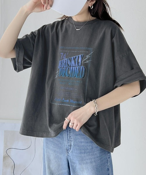 《Javaジャバコラボ》ゆるっとカジュアルに着こなす。綿100%ピグメント加工グラフィックプリントTシャツ＆ロンT(半袖)(長袖) jv1050148