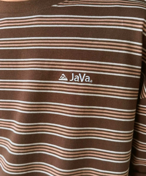 《JaVaジャバコラボ》【抗菌防臭機能付き】配色裾ドローコード付き 綿100％マルチボーダーTシャツ（オーバーサイズ） jo1150090