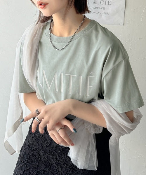 ワンランク上の大人シンプルベーシック。シルケット加工フロッキープリントTシャツ（半袖） ce1020202