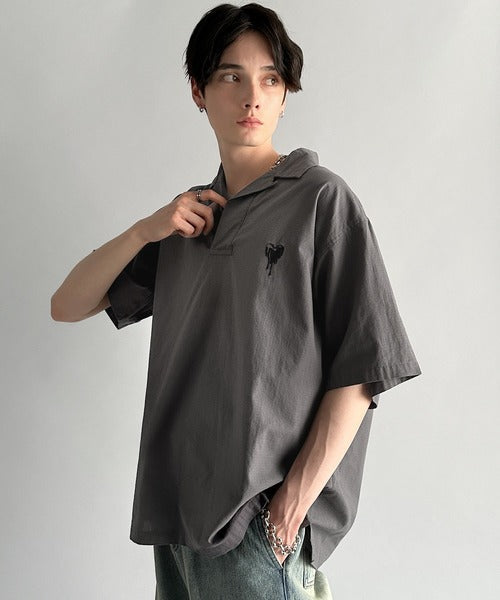 Cotton100%  Ripstop Open Collar Pullover Shirt／コットン100％リップストップ素材オープンカラープルオーバーシャツ co1150012