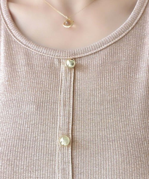【mily bilet】きゅんとするシルエット。袖タックラメ混テレコリブ×異素材バルーントップス（半袖） mi1359056