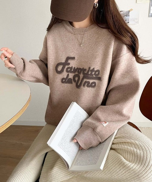 《JaVaジャバコラボ》後ろタックで作る旬シルエット♪サガラ刺繍風ロゴコクーンニット jv1050313