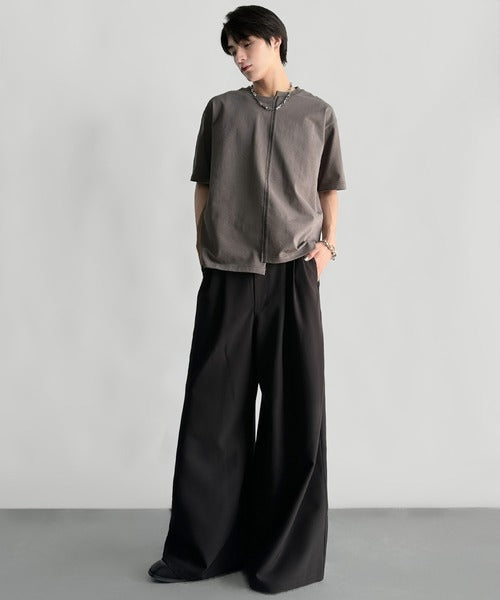 Asymmetric Stitch Design T-Shirt／アシンメトリーデザイン配色ステッチTシャツ co1150013