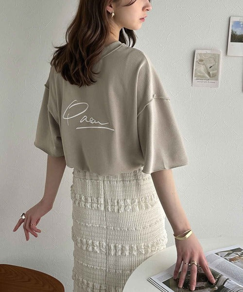 《JaVaジャバコラボ》大胆ロゴで魅せる。前後2way裏毛胸元PAEANロゴ半袖Tシャツ jv1260422