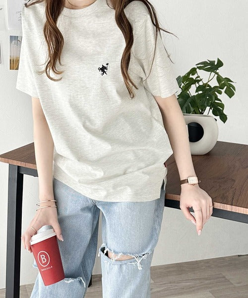 《Javaジャバコラボ》【sustaina+】大人の上級シンプル。滑らか綿100％ワンポイント刺繍Tシャツ jv1260113
