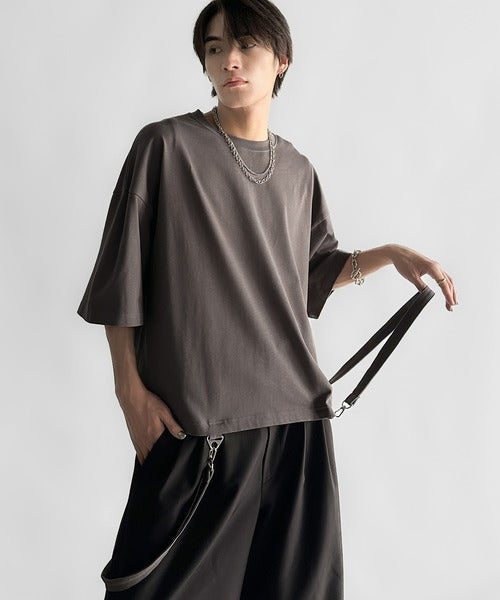 Belt Design Transformable Cropped T-Shirt／脱着式ベルトデザインショート丈Tシャツ co1150015