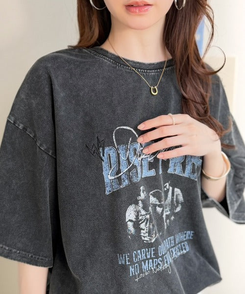 《JaVaジャバコラボ》キャッチーな個性派スタイル。綿100％前後2wayアシッドウォッシュビッグロックTシャツ(半袖） jv1260545