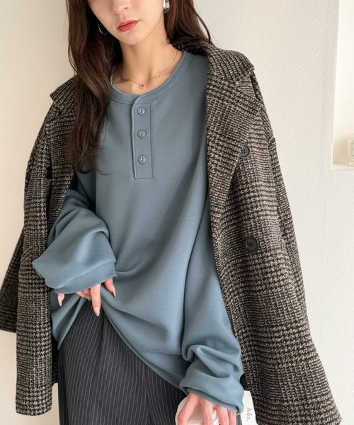 《JaVaコラボ》ラフに着るほど、サマになる。ダンボール素材ヘンリーネックTシャツ（長袖） jo1010077