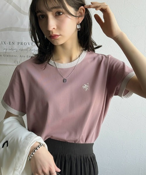 【sustaina+】デイリースタイルをアップデート。オーガニックコットン混 綿100％胸刺繍リンガーTシャツ ce1260400