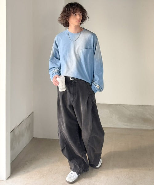 《JaVaジャバコラボ》垢抜け！大人のストリートstyleを作る。綿100％スプレーダイオーバーサイズTシャツ（長袖） jm1020358