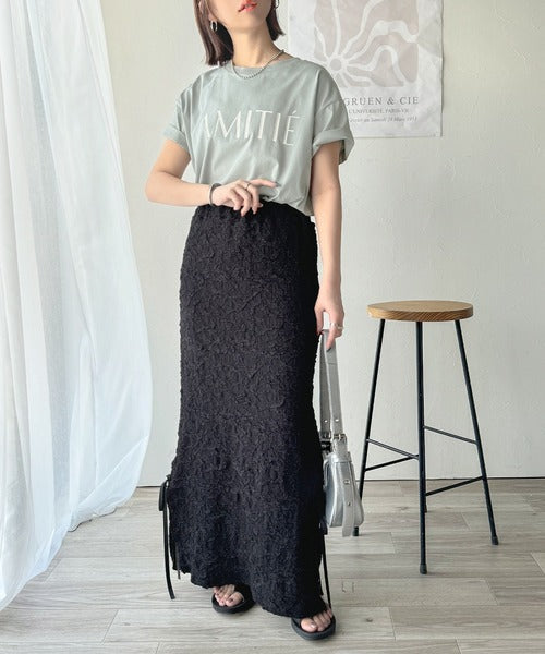ワンランク上の大人シンプルベーシック。シルケット加工フロッキープリントTシャツ（半袖） ce1020202
