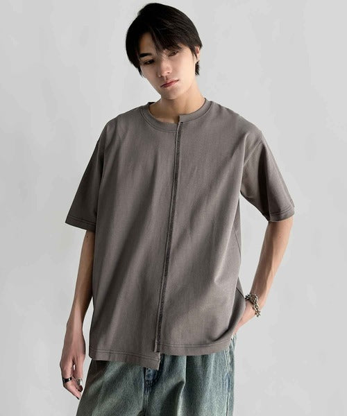 Asymmetric Stitch Design T-Shirt／アシンメトリーデザイン配色ステッチTシャツ co1150013