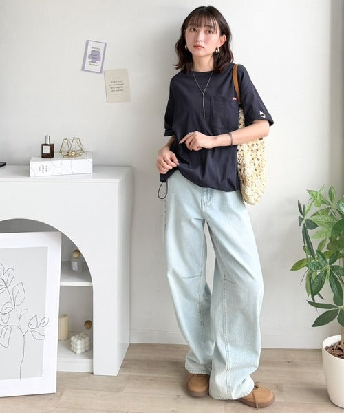 《JaVaジャバコラボ》男女でお揃いできちゃう！バックプリントで差がつく個性派T♪ 裾スピンドル フロッキーバックプリントビッグTシャツ jv1260543