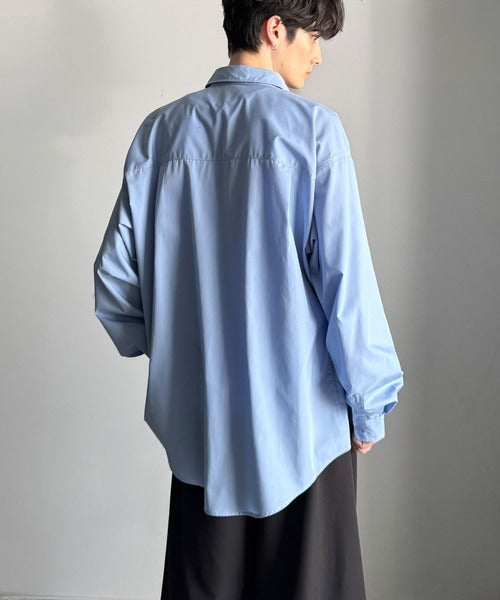 【Classical Origin】ゆとりを着る。ネーム付き胸ポケットビッグシャツ（長袖）/Brand name & chest pocket long sleeved big shirt ao1110147