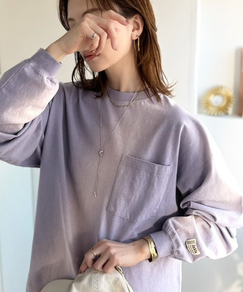 《JaVaジャバコラボ》垢抜け！大人のストリートstyleを作る。綿100％スプレーダイ加工オーバーサイズTシャツ（長袖） jv1020358