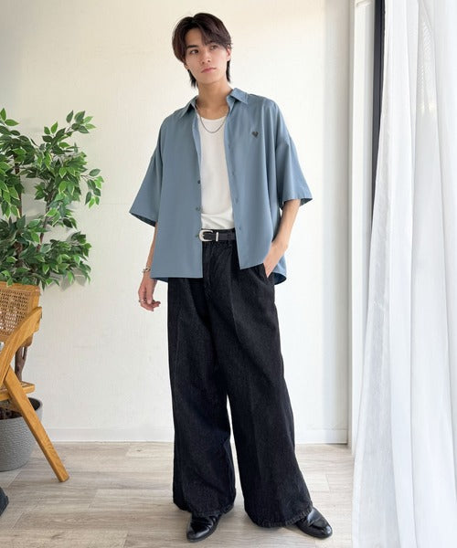 《JaVaジャバコラボ》【接触冷感機能付き】触れた瞬間ひんやり心地よく、今どきな抜け感を演出。とろみドレープオーバーサイズシャツ jo1320018