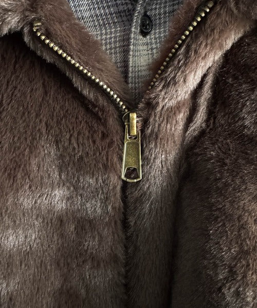 【Classical Origin】「3wayアレンジ可能。」ベルト襟フェイクファー素材ジャケット／Belted Collar Faux Fur Jacket co1150080