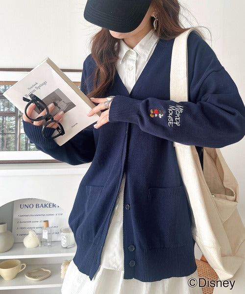 数量限定！リンクコーデも楽しめる♪綿100%「ディズニー」袖刺繍カーディガン ce1330066
