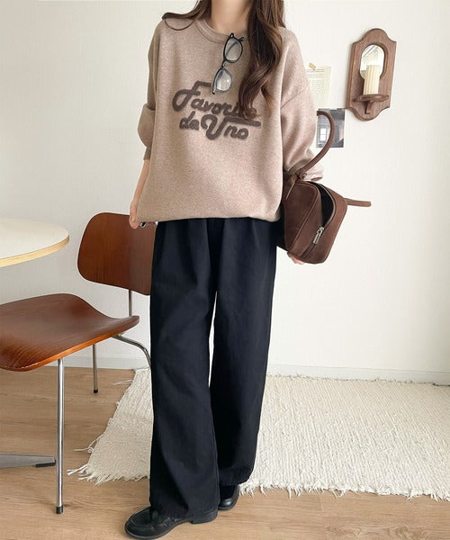 《JaVaジャバコラボ》後ろタックで作る旬シルエット♪サガラ刺繍風ロゴコクーンニット jv1050313