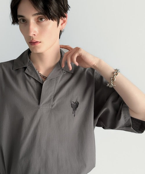 Cotton100%  Ripstop Open Collar Pullover Shirt／コットン100％リップストップ素材オープンカラープルオーバーシャツ co1150012