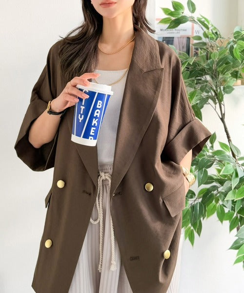 きちんと感も、抜け感も。夏に着られるテーラード。ショートスリーブオーバーサイズジャケット（半袖） ce1265079