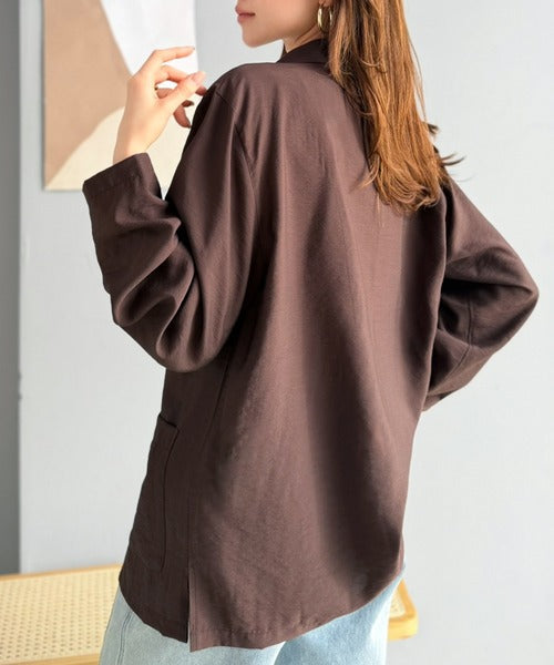 《marina×クラシカルエルフコラボ》【UVカット機能付き】余裕をまとう、さらり心地よい１枚。シアーダブルジャケット（長袖） ce1010616