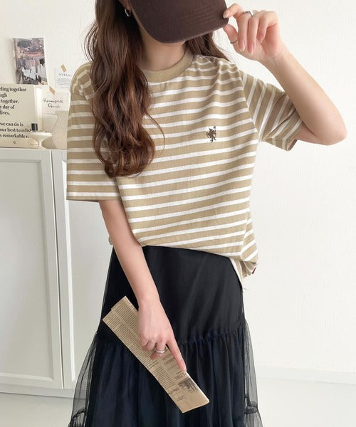 《Javaジャバコラボ》【sustaina+】大人の上級シンプル。滑らか綿100％ワンポイント刺繍Tシャツ jv1260113