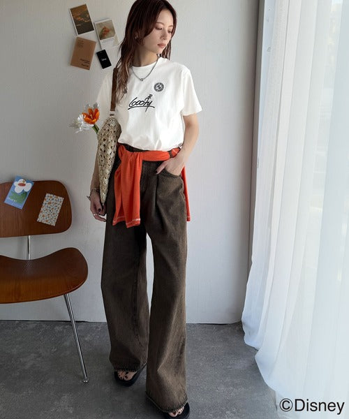 大人女子必見！　綿100％「ディズニー」サイン風刺繍Tシャツ（半袖） ce1330037