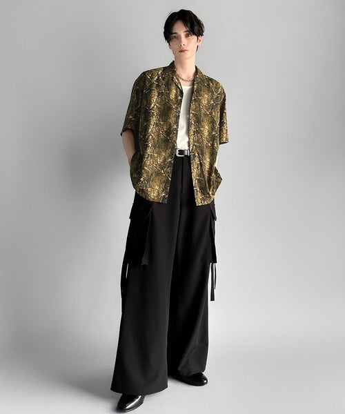 Oversized Drape Half Sleeve Shirt/総柄プリントオーバーサイズドレープ半袖シャツ co1150014