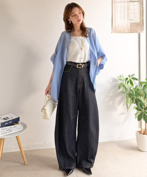 《JaVaジャバコラボ》ゆるっと可愛い、最旬シルエット。バレルレッグワイドカーブデニムパンツ jv1400004