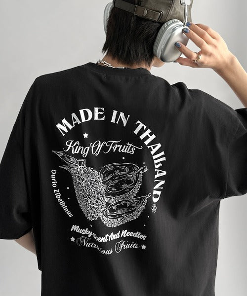 《JaVaジャバコラボ》周りと差がつくアート感。綿100％ タイ☆トロピカルフルーツ柄☆ビッグTシャツ jv1029128