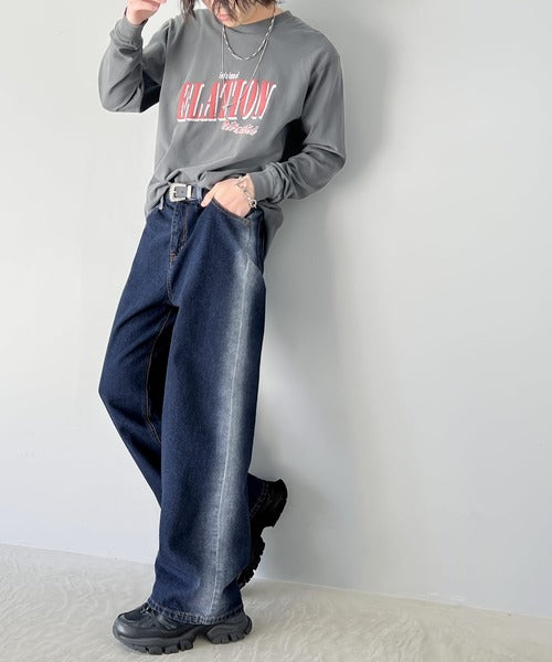 《Javaジャバコラボ》ゆるっと穿きこなす。サイドブリーチワイドデニム jv1209016