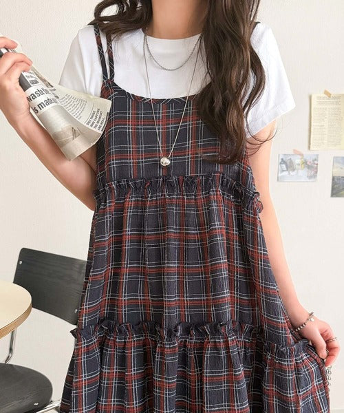 【mily bilet】360度どこから見ても大人可愛い!　切替シアーティアードキャミチュニック mi1019119