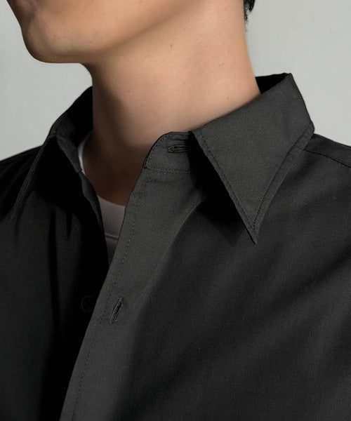 【Classical Origin】ゆとりを着る。ネーム付き胸ポケットビッグシャツ（長袖）/Brand name & chest pocket long sleeved big shirt ao1110147