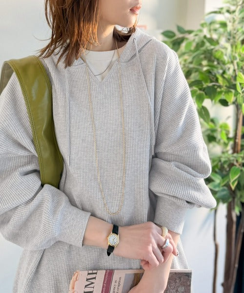 《JaVa ジャバコラボ》毎日着たい、今っぽゆるっとシルエット。綿100％オーバーサイズワッフルパーカー jv1260611