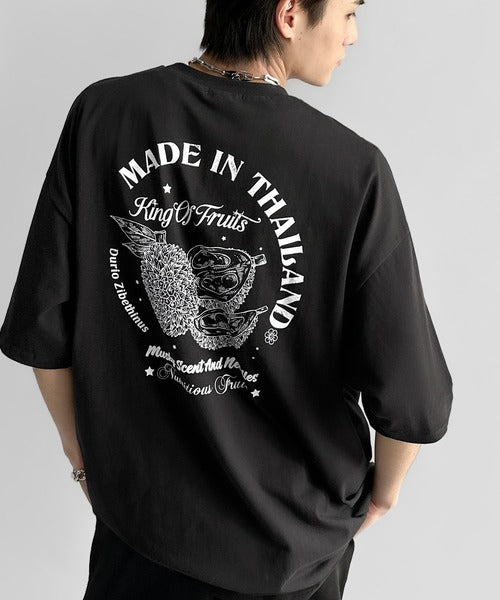 《JaVaジャバコラボ》周りと差がつくアート感。綿100％ タイ☆トロピカルフルーツ柄☆ビッグTシャツ jm1029128