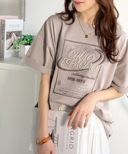 《JaVaジャバコラボ》シンプル派にも推したい！綿100％グラフィック刺繍Tシャツ（半袖） jv1050356