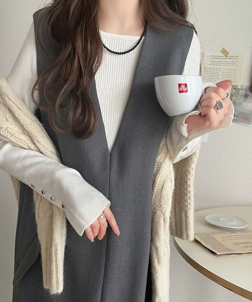 上品リラクシーstyle。ポケット付Vネックワンピース ce1260076