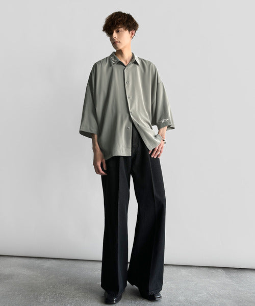 「雰囲気アガる。」衿刺繍ドレープドルマンシャツ／Embroidered Collar Draped Dolman Shirt co1010004
