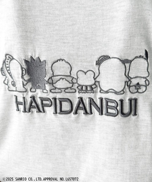 【Sanrio characters/サンリオキャラクターズ】人気キャラ大集合！はぴだんぶいバック刺繍ビッグTシャツ(半袖) ce1350004